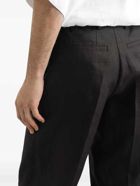 Pantaloni Dolce & Gabbana Black Pants With Turn-Up Hem In Linen Man Black Barbati (BM 18529116) 5