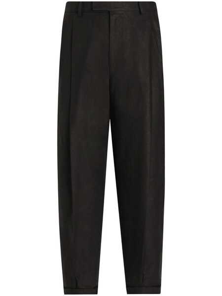 Pantaloni Dolce & Gabbana Black Pants With Turn-Up Hem In Linen Man Black Barbati (BM 18529116) 1