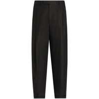 Pantaloni Black Pants With Turn-Up Hem In Linen Man Barbati