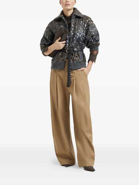 Cardigane Brunello Cucinelli Brunello Cucinelli Dazzling Dgrad Embroidery Cardigan GRAY Femei (BM 18529692) 2