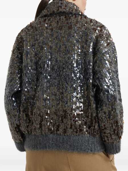 Cardigane Brunello Cucinelli Brunello Cucinelli Dazzling Dgrad Embroidery Cardigan GRAY Femei (BM 18529692) 4