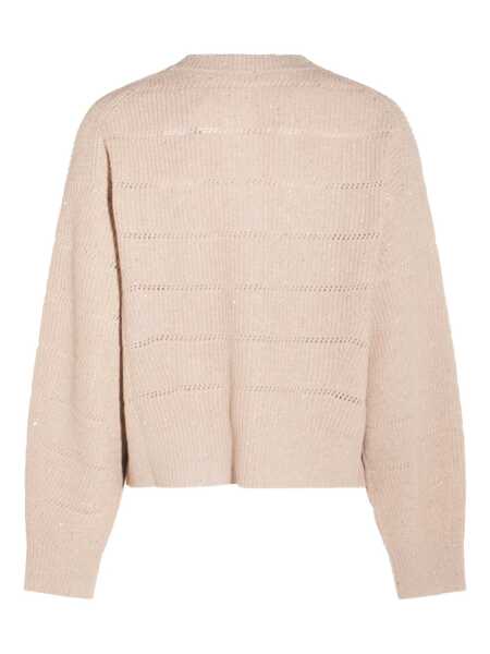 Cardigane Brunello Cucinelli Brunello Cucinelli Rustic Dazzling Net Cardigan Beige Femei (BM 18529800) 2