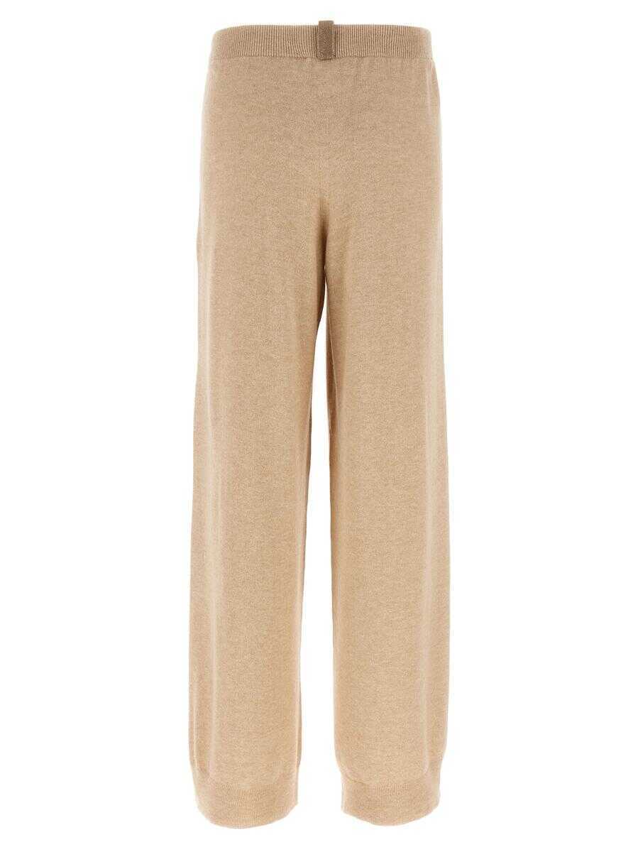 Pantaloni casual Fabiana Filippi Fabiana Filippi Jewel Detail Pants Beige Femei (BM 18530097) 2