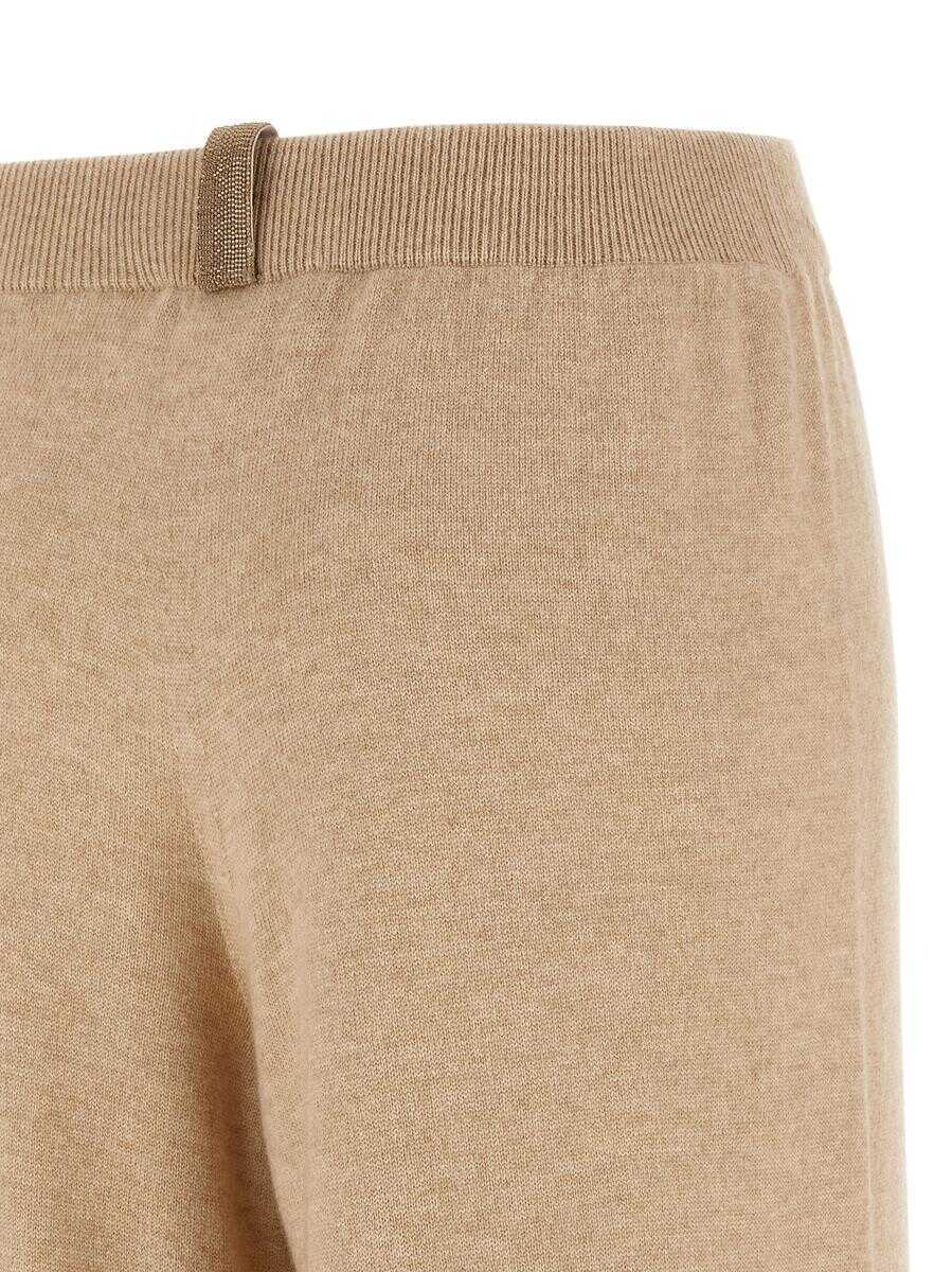 Pantaloni casual Fabiana Filippi Fabiana Filippi Jewel Detail Pants Beige Femei (BM 18530097) 3