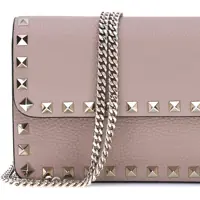 Portofele Dama - Portofele Valentino Garavani Rockstud Pochette with chain POUDRE Femei (BM 18531034) - B-mall.ro