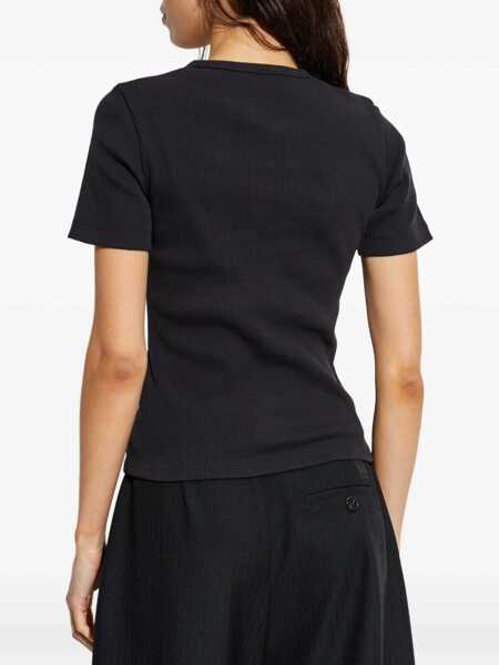 Tricouri Tory Burch Ribbed Cotton T-Shirt BLACK Femei (BM 18531304) 4