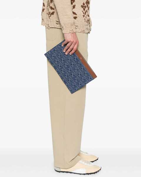 Genti de mana Fendi Flat Pouch Medium Ff DENIM Barbati (BM 18531379) 2