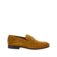 Mocasini Brown Loafers With Almond Toe And Gancini Detail On The Front In Suede Woman Femei