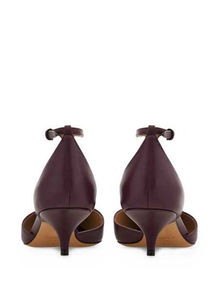 Pantofi cu toc Salvatore Ferragamo Bordeaux Pumps With T Strap And Low Heel In Leather Woman Red Femei (BM 18534477) 3