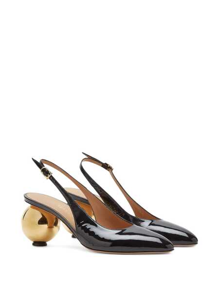 Pantofi cu toc Salvatore Ferragamo Tessie Black Slingback Pumps With Spherical Heel In Patent Leather Woman Black Femei (BM 18534480) 2