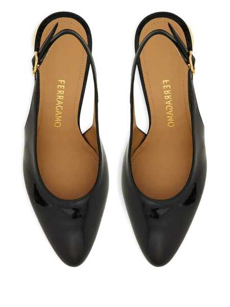 Pantofi cu toc Salvatore Ferragamo Tessie Black Slingback Pumps With Spherical Heel In Patent Leather Woman Black Femei (BM 18534480) 4