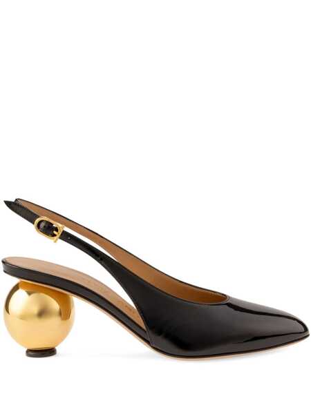 Pantofi cu toc Salvatore Ferragamo Tessie Black Slingback Pumps With Spherical Heel In Patent Leather Woman Black Femei (BM 18534480) 1