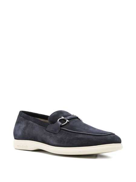 Mocasini Salvatore Ferragamo Cosimo Blue Loafers With Metallic Hooks On The Front In Suede Man BLUE Barbati (BM 18534486) 2