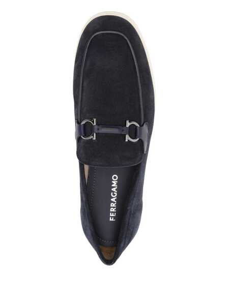Mocasini Salvatore Ferragamo Cosimo Blue Loafers With Metallic Hooks On The Front In Suede Man BLUE Barbati (BM 18534486) 4