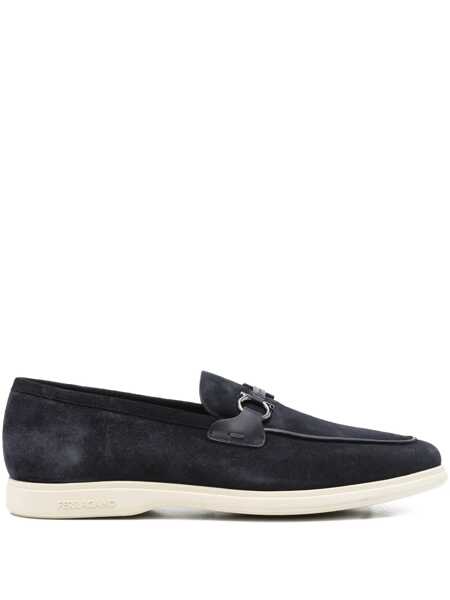 Mocasini Salvatore Ferragamo Cosimo Blue Loafers With Metallic Hooks On The Front In Suede Man BLUE Barbati (BM 18534486) 1