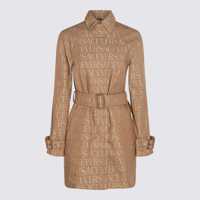 Paltoane Versace Light Brown Cotton Blend Trench Coat Femei