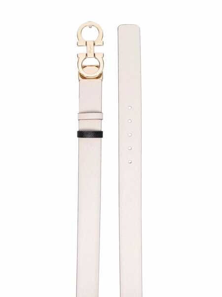 Curele Salvatore Ferragamo White Belt With Gancini Buckle With Logo Lettering In Leather Woman WHITE Femei (BM 18535155) 2