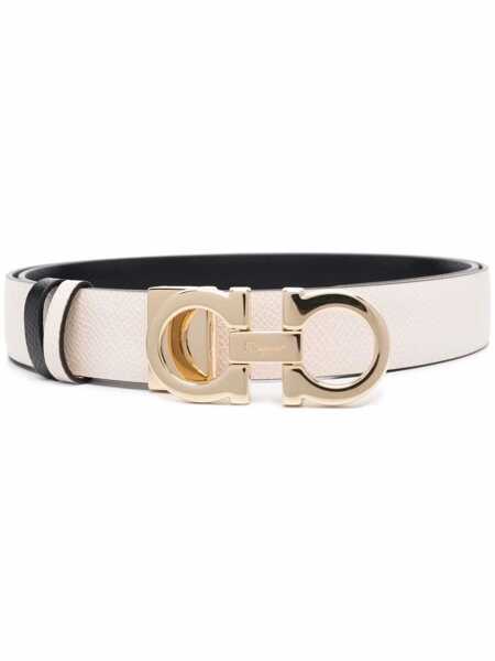 Curele Salvatore Ferragamo White Belt With Gancini Buckle With Logo Lettering In Leather Woman WHITE Femei (BM 18535155) 1