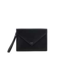 Genti 'Florence' Black Clutch Wiht Envelope Design And Strap In Leather Man Barbati