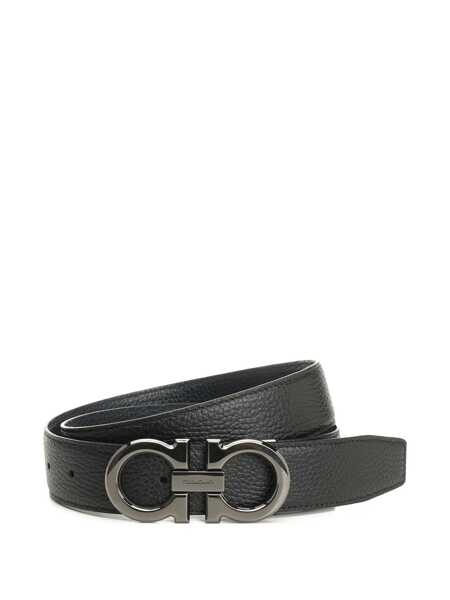 Curele Salvatore Ferragamo Black Belt With Gancini Buckle Closure In Leather Man Black Barbati (BM 18535998) 1