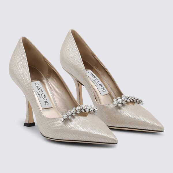 Pantofi cu toc Jimmy Choo Jimmy Choo White Leather Pumps SOFT GOLD Femei (BM 18537240) 2