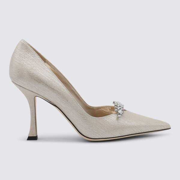 Pantofi cu toc Jimmy Choo Jimmy Choo White Leather Pumps SOFT GOLD Femei (BM 18537240) 1