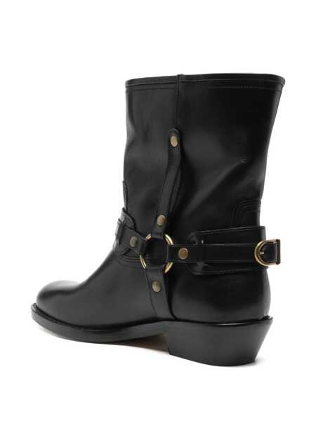 Bocanci Isabel Marant Ildred Black Ankle Boots With Medium Block Heel And Decorative Buckle In Leather Woman Black Femei (BM 18537339) 3
