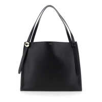 Genti de umar Black Shoulder Bag With Logo Detail And Logo Lettering On The Front In Leather Woman Femei