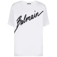Tricouri White Crewneck T-Shirt With Maxi Logo Lettering On The Front In Cotton Man Barbati