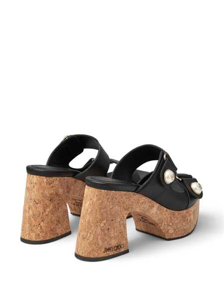 Pantofi cu toc Jimmy Choo Jimmy Choo Black Leather Sandals Black Femei (BM 18538086) 3