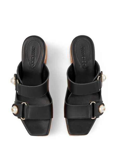 Pantofi cu toc Jimmy Choo Jimmy Choo Black Leather Sandals Black Femei (BM 18538086) 4