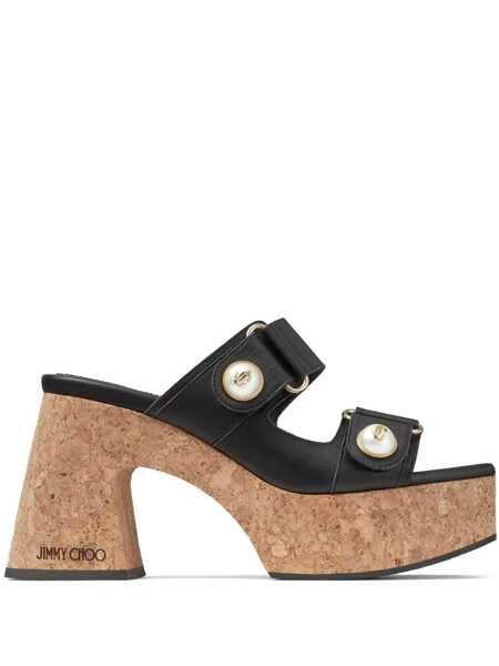 Pantofi cu toc Jimmy Choo Jimmy Choo Black Leather Sandals Black Femei (BM 18538086) 1