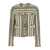 Isabel Marant 'Izaria' Beige Jacket With Fringed Round Neck And All-Over Striped Motif In Cotton And Wool Blend Woman Beige