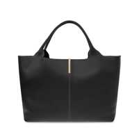 Genti de mana TOD'S Black Shopper With Two Top Handles And Metal Bar With Logo In Leather Woman