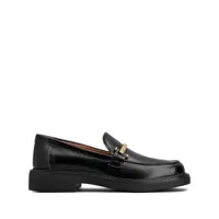 Mocasini Black Loafers With Logo Plaque In Leather Woman Femei