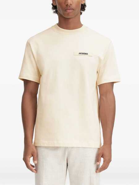 Tricouri JACQUEMUS T-shirt with Gros Grain logo Beige Barbati (BM 18540912) 2