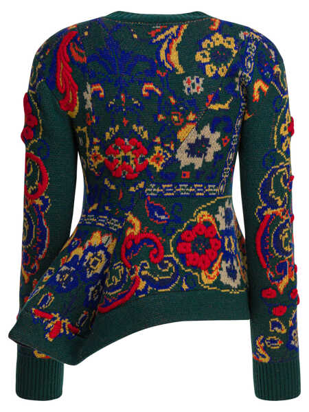 Pulovere Sacai Floral jacquard knit sweater Green Femei (BM 18541008) 2