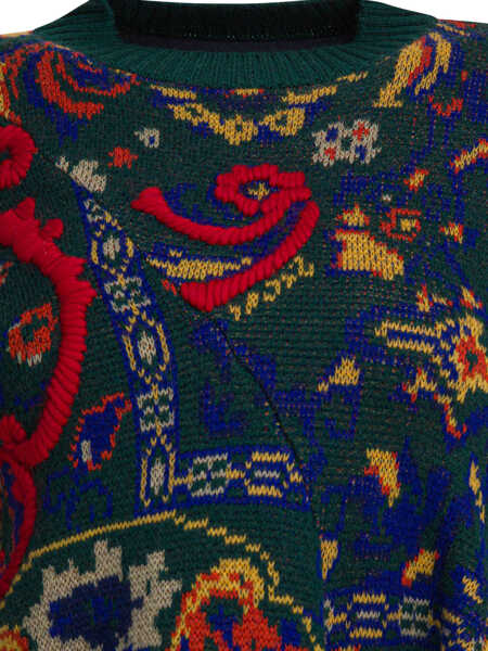 Pulovere Sacai Floral jacquard knit sweater Green Femei (BM 18541008) 3