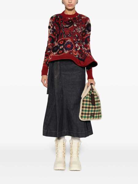 Pulovere Sacai Floral jacquard knit sweater Bordeaux Femei (BM 18541053) 2
