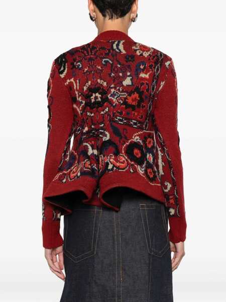 Pulovere Sacai Floral jacquard knit sweater Bordeaux Femei (BM 18541053) 4
