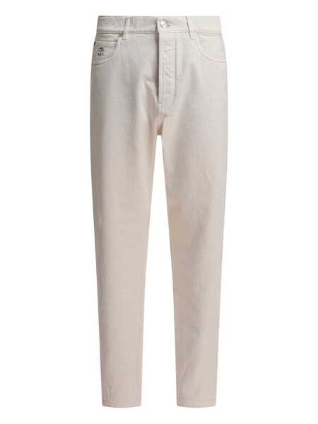 Blugi drepti Brunello Cucinelli Five-pocket pants iconic fit White Barbati (BM 18541215) 1