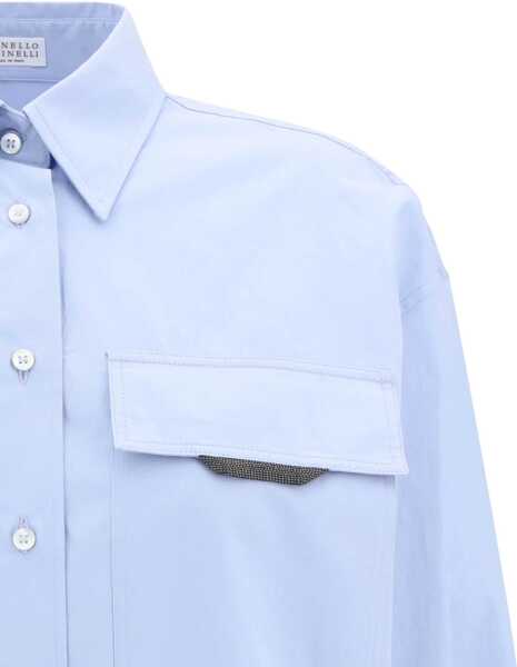 Camasi casual Brunello Cucinelli Shirt with iconic jewelry detail CELESTE Femei (BM 18541528) 3