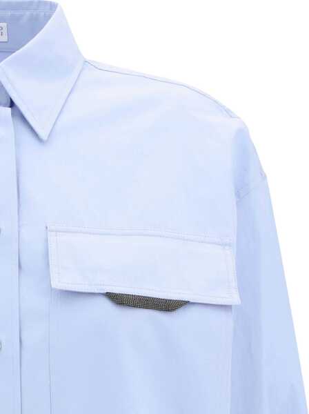 Camasi casual Brunello Cucinelli Shirt with iconic jewelry detail CELESTE Femei (BM 18541528) 4