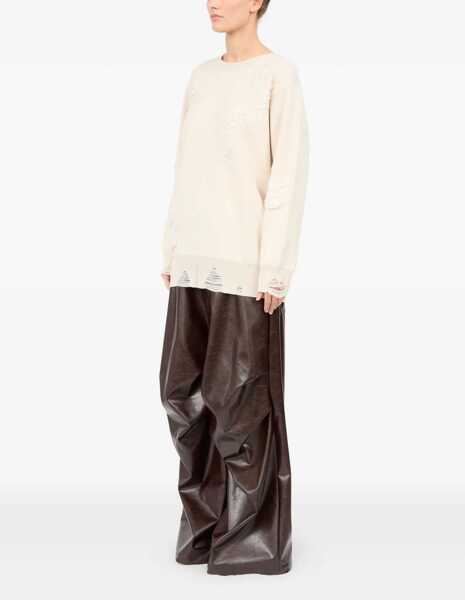 Pulovere casual MM6 Maison Margiela Mesh With Worn Effect Details IVORY Femei (BM 18541834) 4