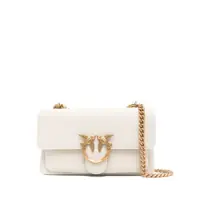 Genti de umar 'Love One' White Shoulder Bag With Love Birds Diamond Cut Logo On The Front In Hammered Leather Woman Femei