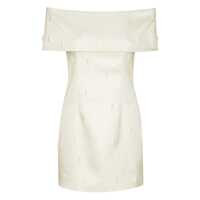 Rochii White Off-Shoulder Dress With Beaded Embellishments In Tech Fabric Woman Femei