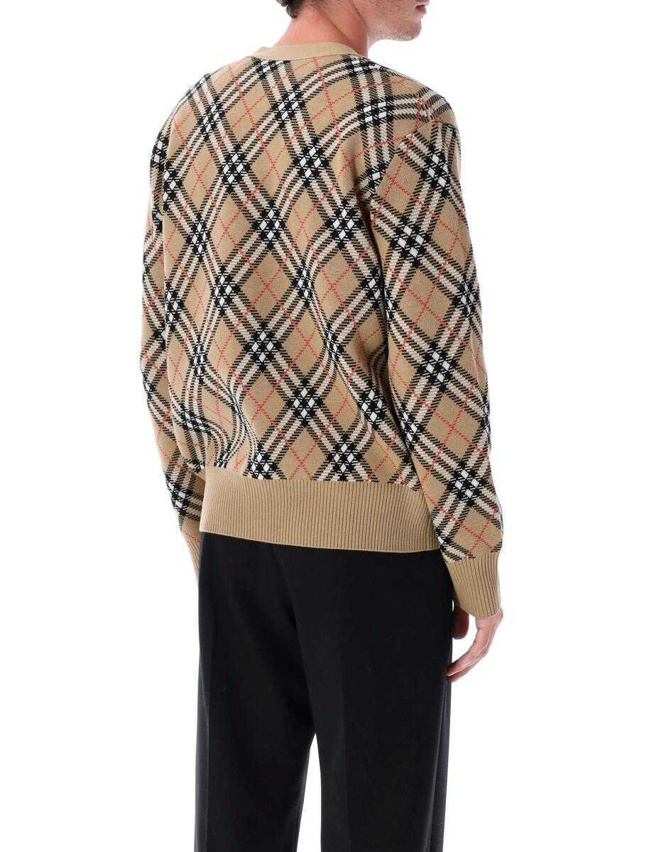 Cardigane Burberry Burberry Check Wool Cardigan SAND/SAND IP CHECK Barbati (BM 18544368) 2