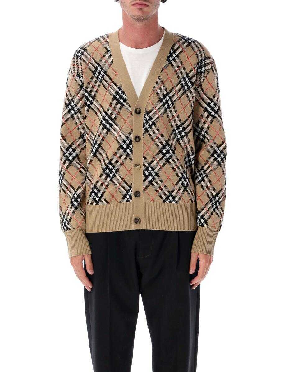 Cardigane Burberry Burberry Check Wool Cardigan SAND/SAND IP CHECK Barbati (BM 18544368) 1