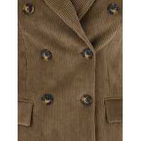 Imbracaminte PLAIN Dama - Sacouri PLAIN Double Breasted Blazer Ribbed Velvet GREEN Femei (BM 18545049) - B-mall.ro