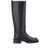 Via Roma 15 Black Knee-High Slip-On Boots In Grained Leather Woman Black